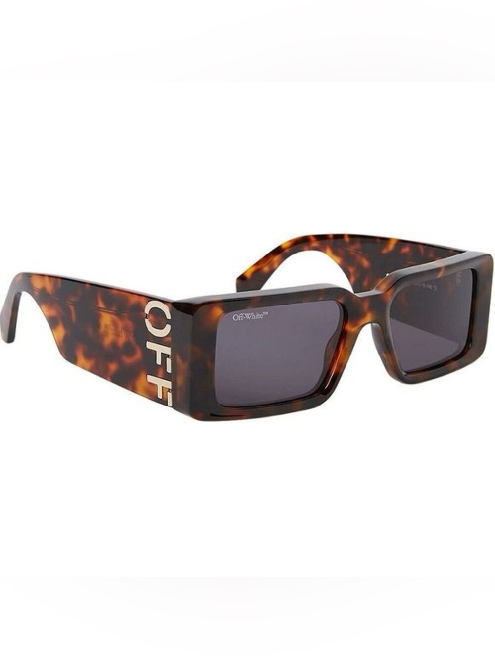 Off-White Tortoiseshell Rectangular Sunglasses - Dark Lens